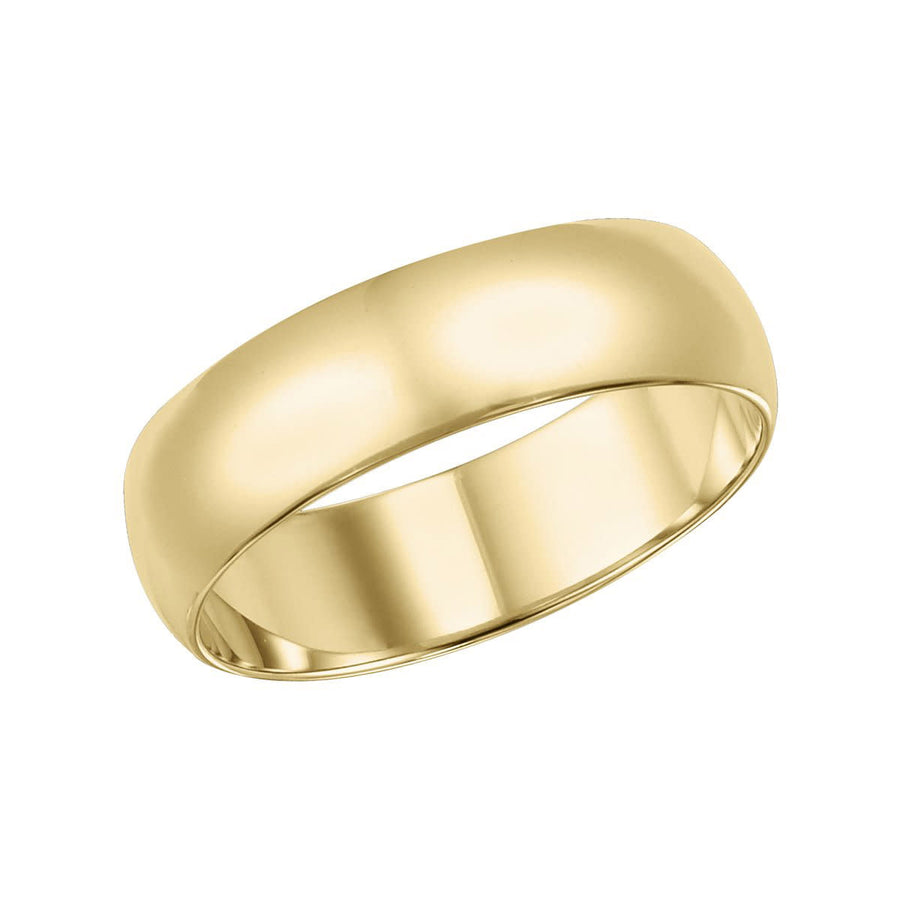 6mm Low Dome Comfort Fit Plain Wedding Band in 18K Yellow Gold, Size 10