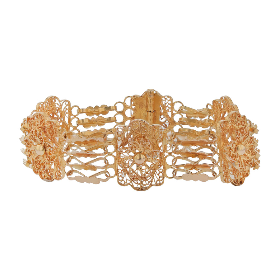 Flower Link Bracelet in 18K Yellow Gold