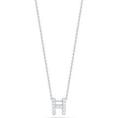 Tiny Treasures 0.06ct Diamond Love Letter "H" Pendant in 18K White Gold, 16-18" chain