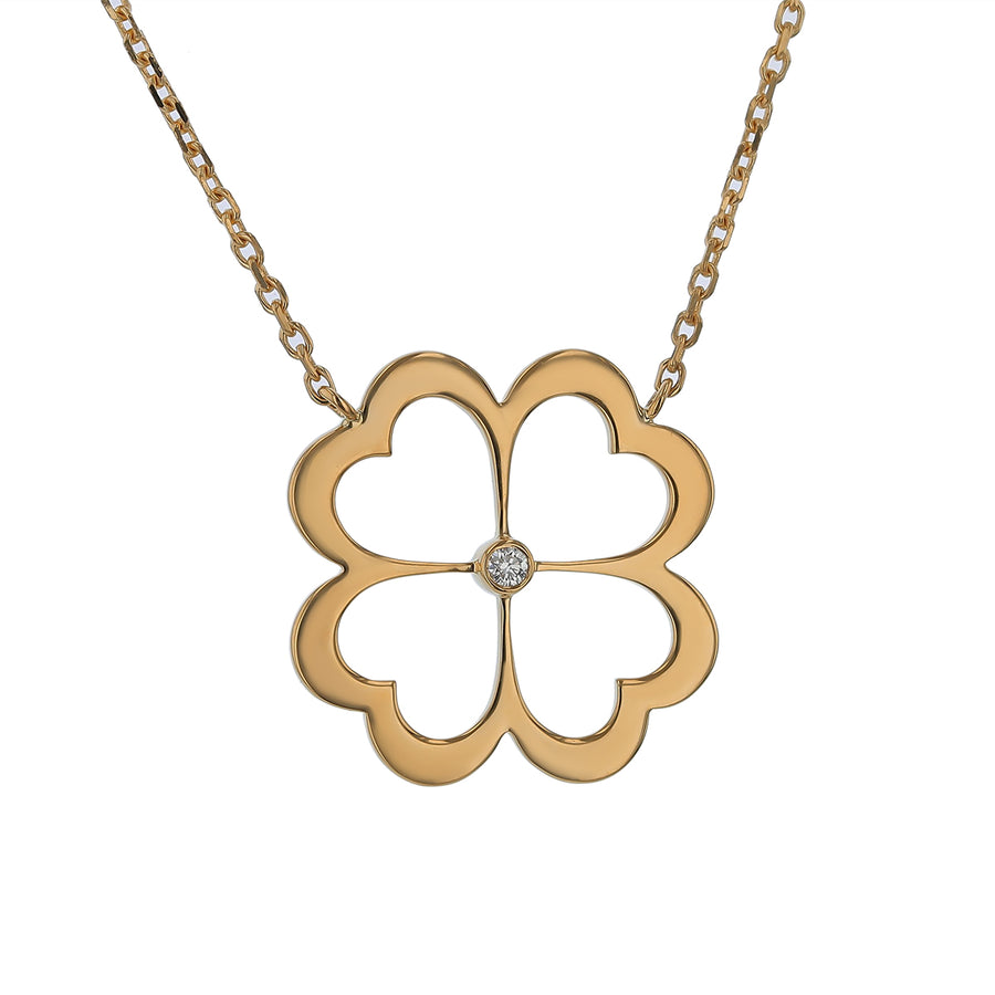 Kelly Diamond Flower Necklace in 18K Yellow Gold, 16in