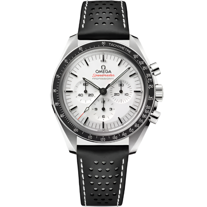 42mm Speedmaster Moonwatch Professional Watch with White Dial in Stainless Steel, Strap