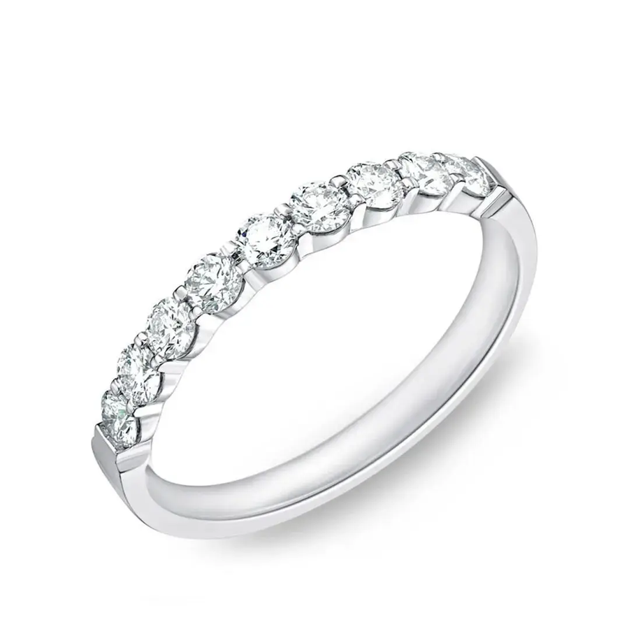 0.47-0.54ct Diamond Petite Prong 9-Stone Diamond Band in Platinum, Size 6.5