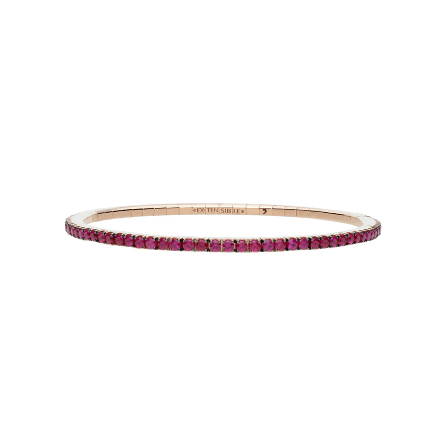 2.68ct Round Ruby Stretch Tennis Bracelet in 18K Rose Gold