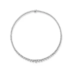 Riviera 12.09ct Diamond Graduated Tennis Necklace in 18K White Gold, 18"