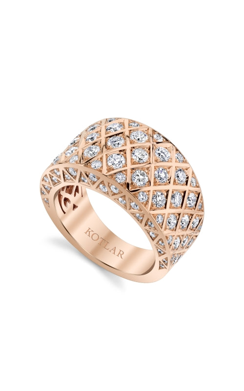 Modernism Artisan Pave 1.69ct Diamond Criss Cross Ring in 18K Rose Gold, size 4.5