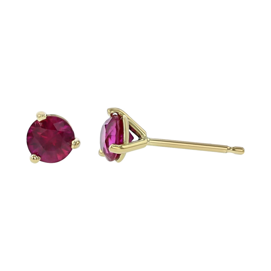 Ruby Stud Earrings in 18K Yellow Gold, 4.5mm