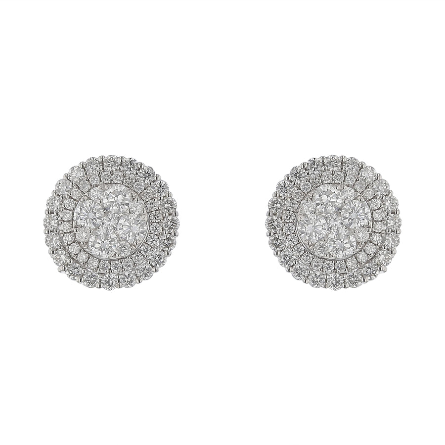 1.87ct Diamond Prong Set Stud Earrings in 14K White Gold with 2 Way Jackets