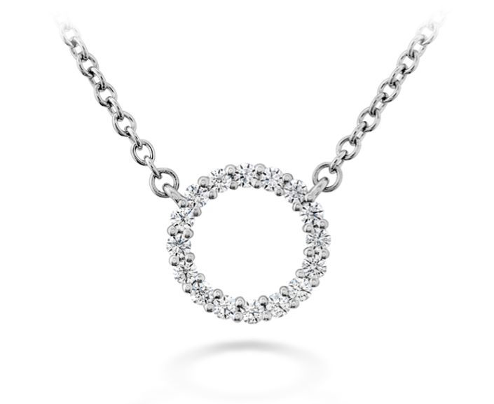 Signature 0.10-0.15ct Diamond Small Circle Necklace in 18K White Gold, 18in
