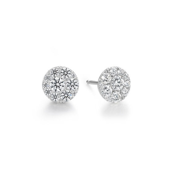 Tessa 0.97-1.07ct Diamond Cluster Stud Earrings in 18K White Gold