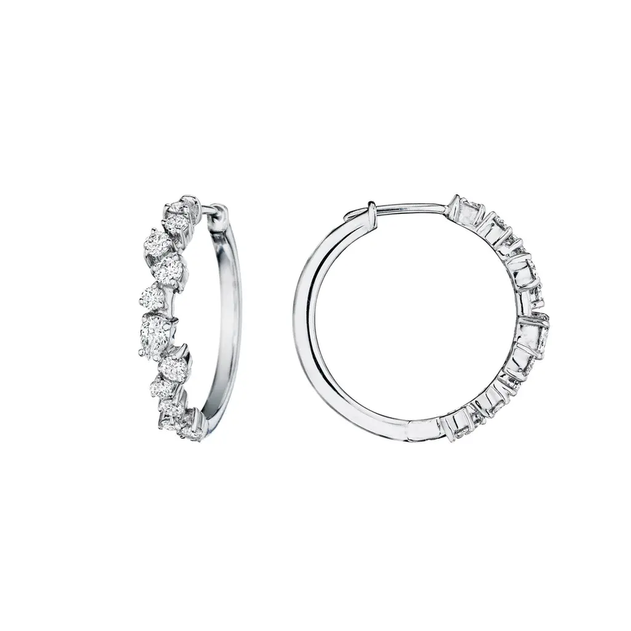 Stardust 0.96ct Diamond Hoop Earrings in 18K White Gold