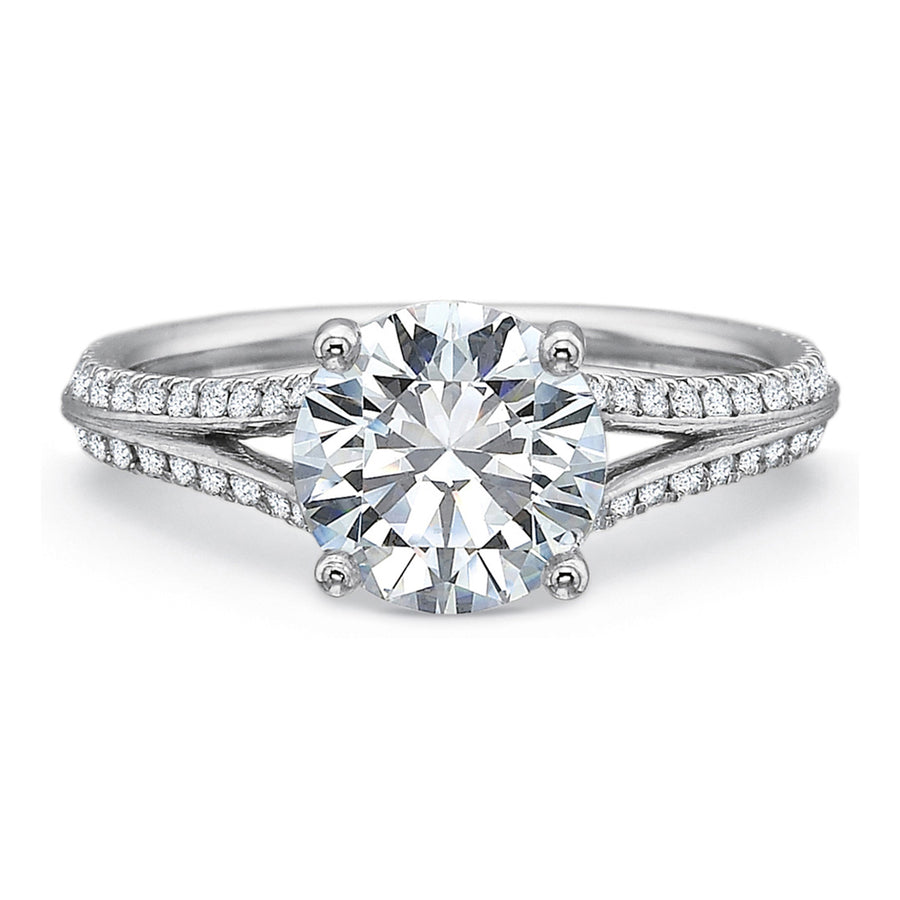 New Aire 0.40ct Diamond Split Shank Ring Semi Mount in 18K White Gold and Platinum