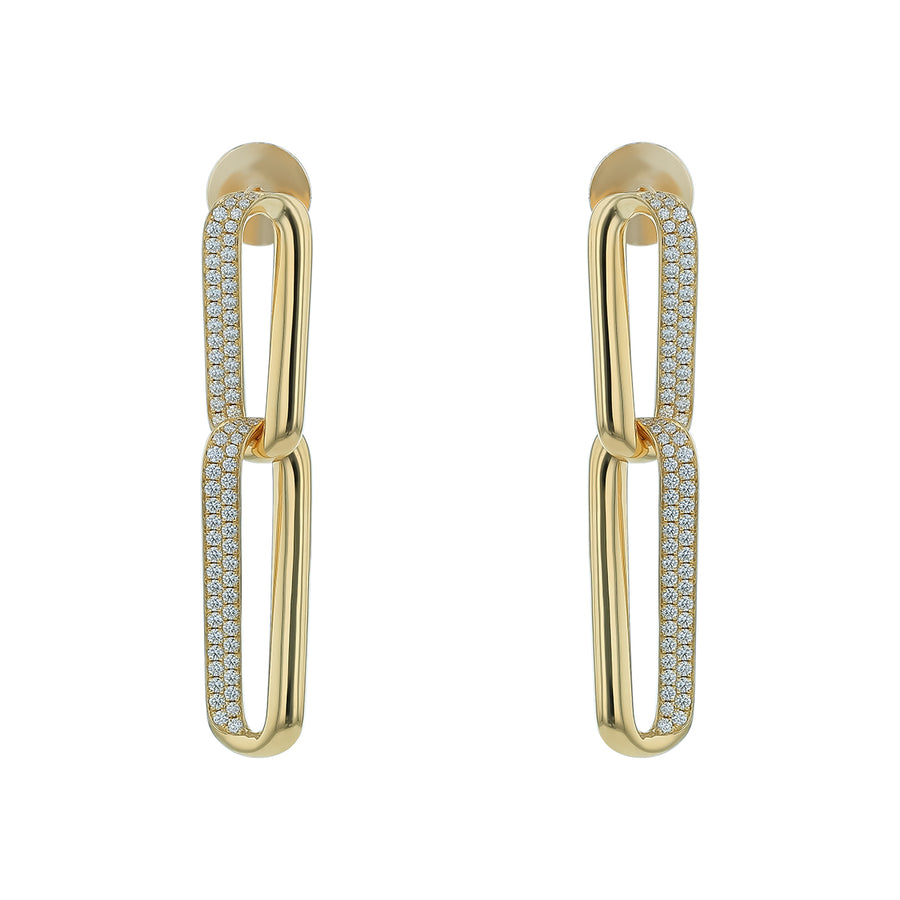 Inside Out 0.75-0.88ct Diamond Link Drop Earrings in 18K Yellow Gold