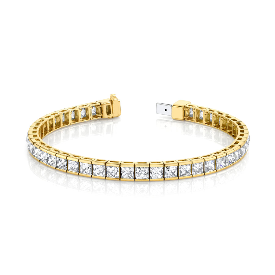 14.52ct Square French Cut Diamond Tennis Bracelet in 18K Yellow Gold