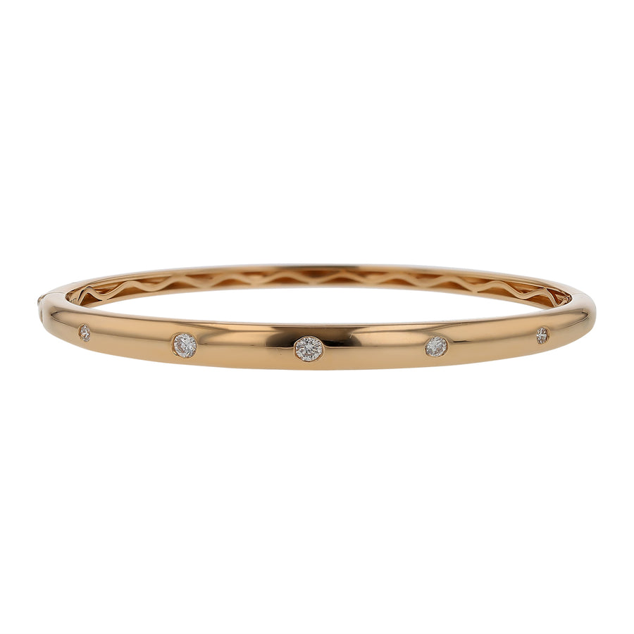 0.37ct Diamond Bezel Set 6.5" Bangle Bracelet in 14K Yellow Gold