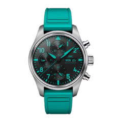 41mm Pilot's Chronograph Edition "Mercedes" AMG Petronas Formula One Watch with Black Dial in Titanium, Strap