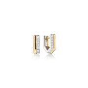 Infinite & Boundless 0.28ct White Sapphire Huggie Earrings in 18K Yellow Gold and Sterling Silver