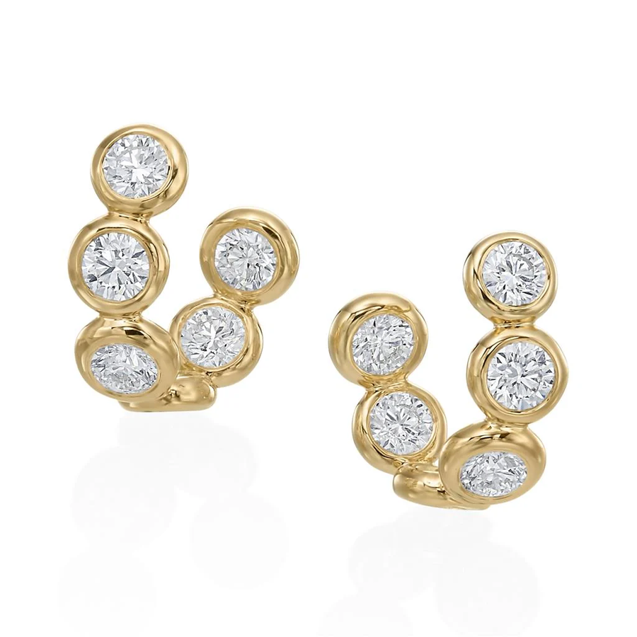 Moonlight 3.08ct Diamond Medium Curve Earrings in 18K Yellow Gold