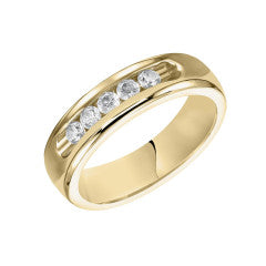 Diamond Dome Flat Edge Band in 18K Yellow Gold, Size 10