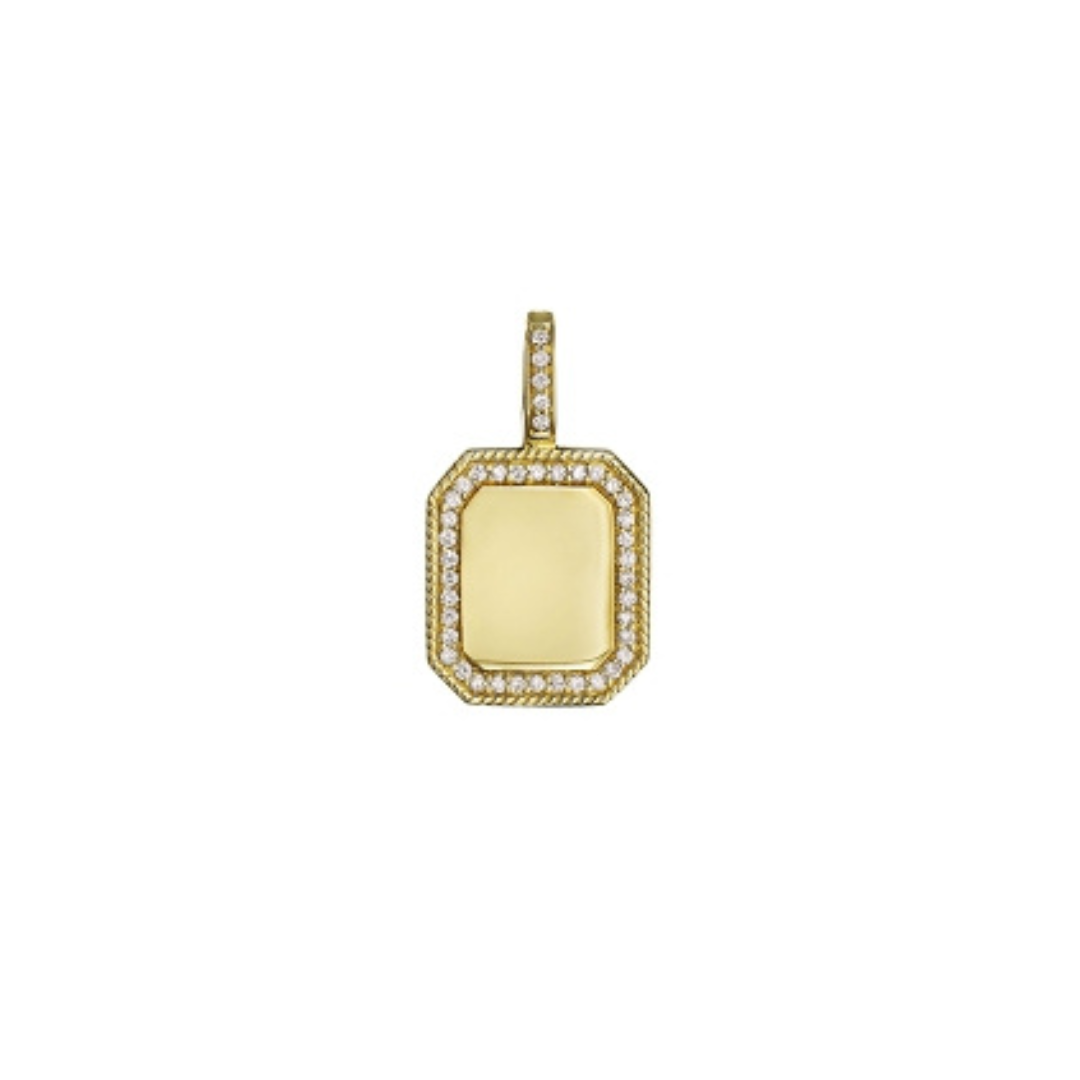 0.22ct Rectangle Engravable Medallion Enhancer Only in 18K Yellow Gold ...
