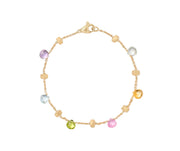 18K Yellow Gold Mixed Gemstone Single Strand Bracelet