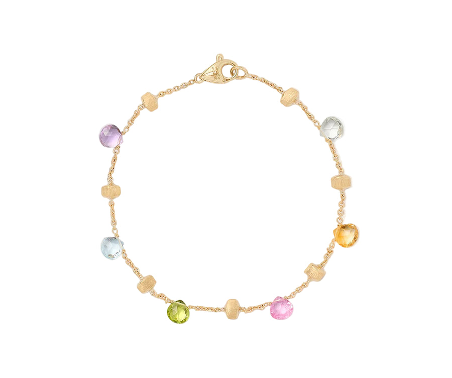 18K Yellow Gold Mixed Gemstone Single Strand Bracelet