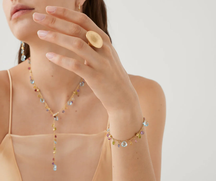 Paradise Blue Topaz and Mixed Stones Bracelet in 18k Yellow Gold