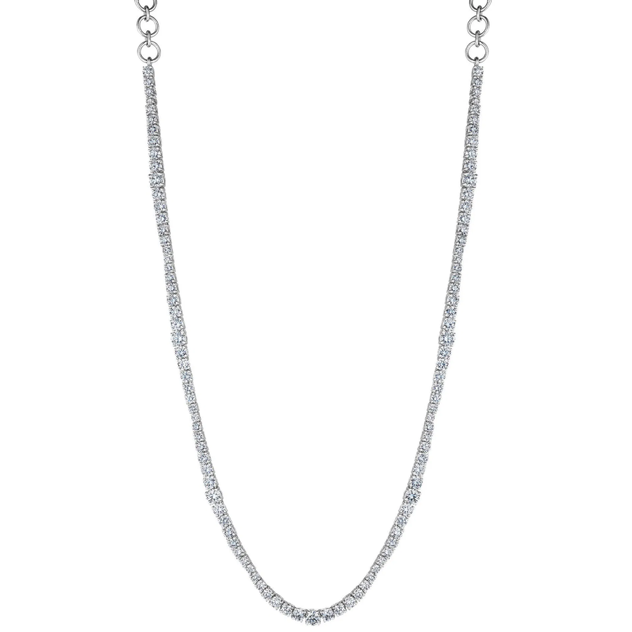 Wave 4.31ct Diamond Tennis Necklace in 18K White Gold, 16"