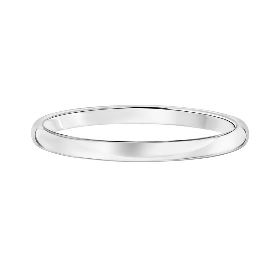 Low Dome Comfort Fit Plain Wedding Band in 14K White Gold, Size 6