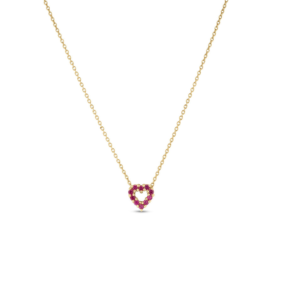 Tiny Treasure 0.10ct Diamond and 0.10ct Rubies Reversible Heart Pendant in 18K Yellow Gold on 16-18" Chain