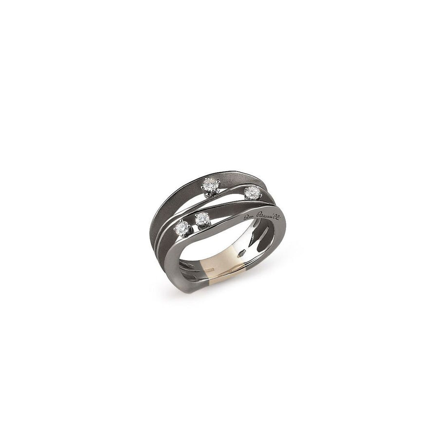 Dune Diamond Ring in 18K Black Lava Gold, Size 7