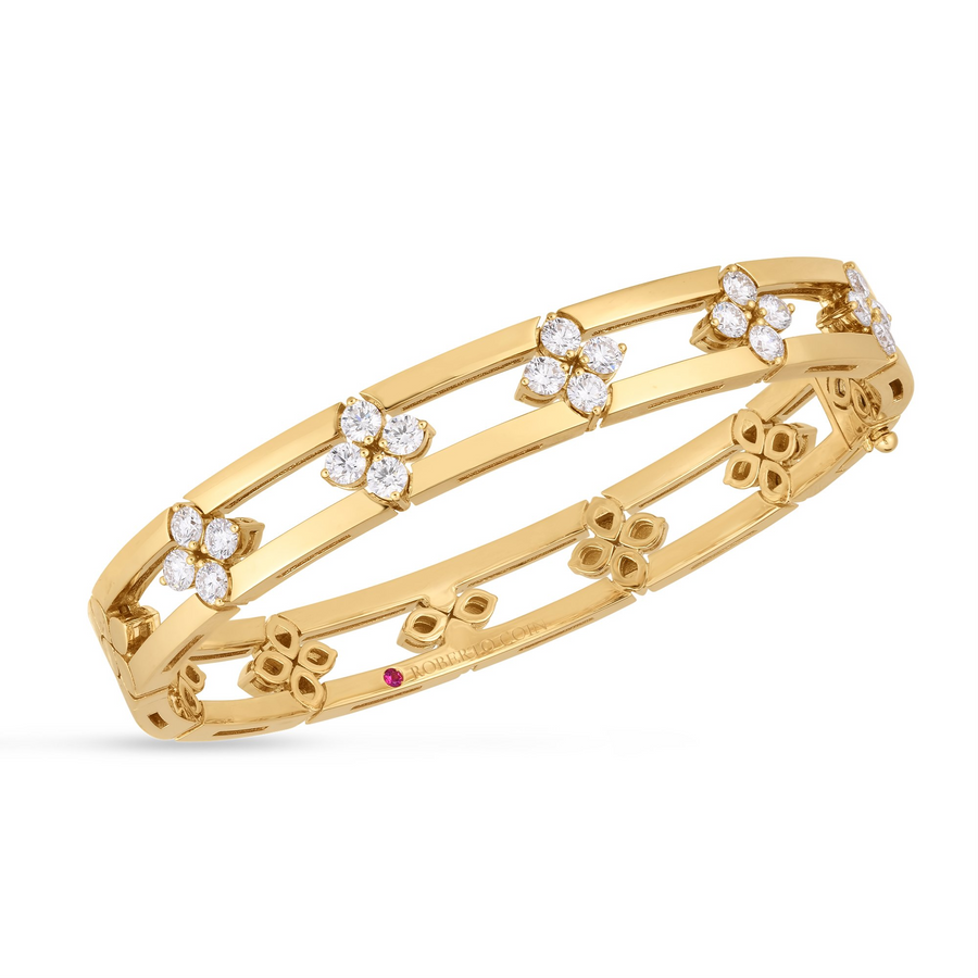 Love in Verona 1.69ct Diamond 48x58mm Bangle Bracelet in 18K Yellow Gold