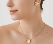 18K Yellow Gold and Diamond Small Flower Pendant