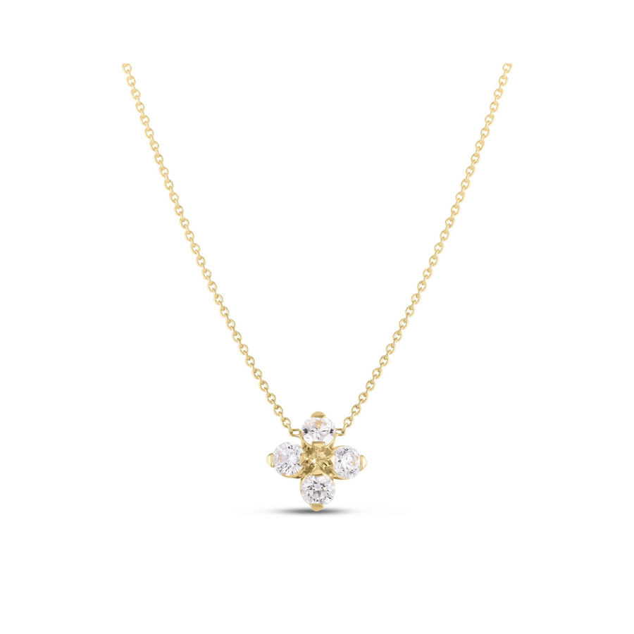 Love in Verona 0.55ct Diamond Flower Necklace in 18K Yellow Gold, 18"