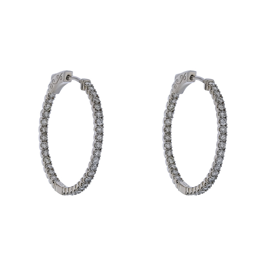 4.40ct Diamond Inside Out Hoop Earrings in 14K White Gold