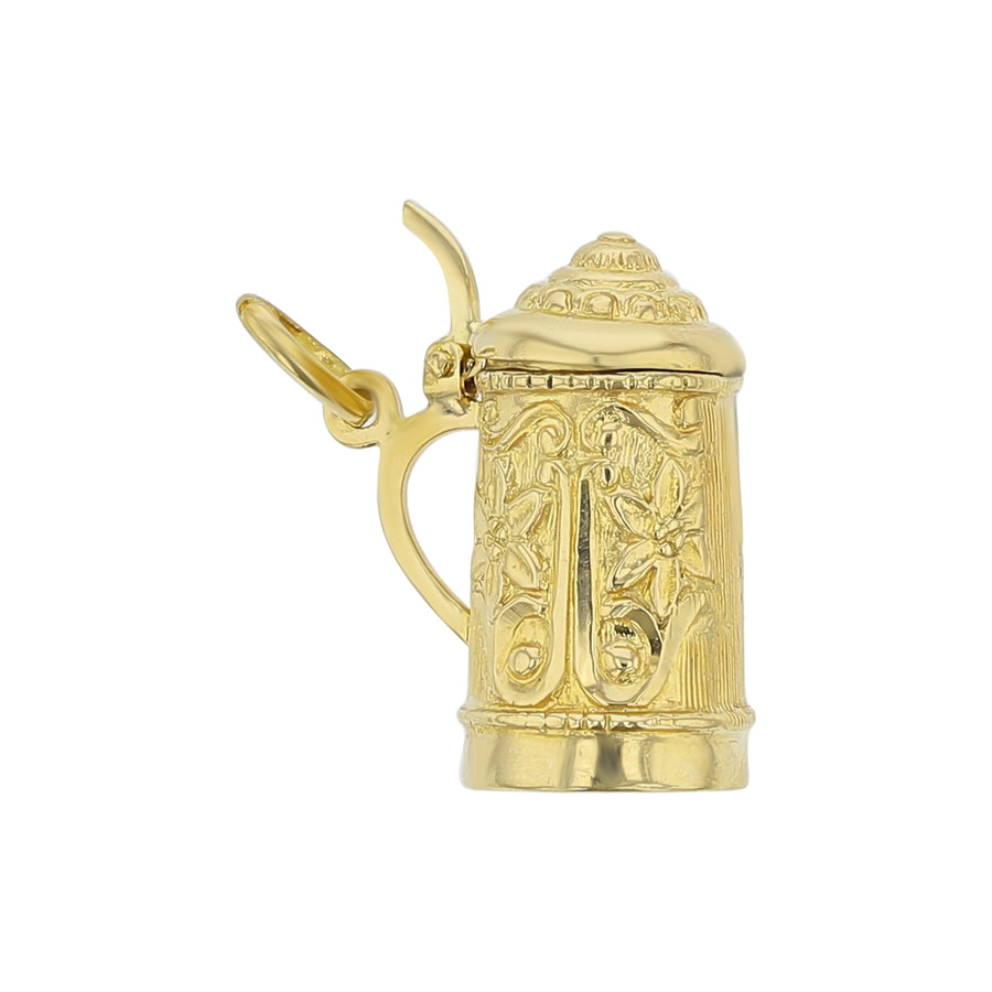 14K Yellow Gold Beer Stein Mug Pendant, without chain
