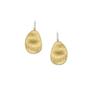 Lunaria 0.05Ct Diamond Hand Engraved Drop Earrings in 18K Yellow and Gold