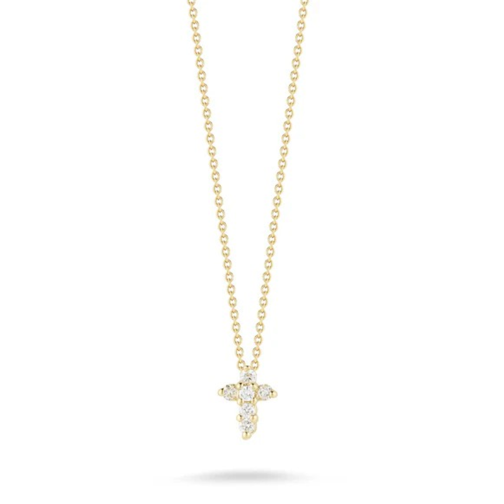 Tiny Treasures Diamond Baby Cross Pendant in 18K Yellow Gold, 18in