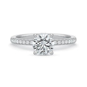 Modern Classic 0.12ct Diamond Ring Semi Mount in Platinum with 1.00ct Round CZ Center, size 6