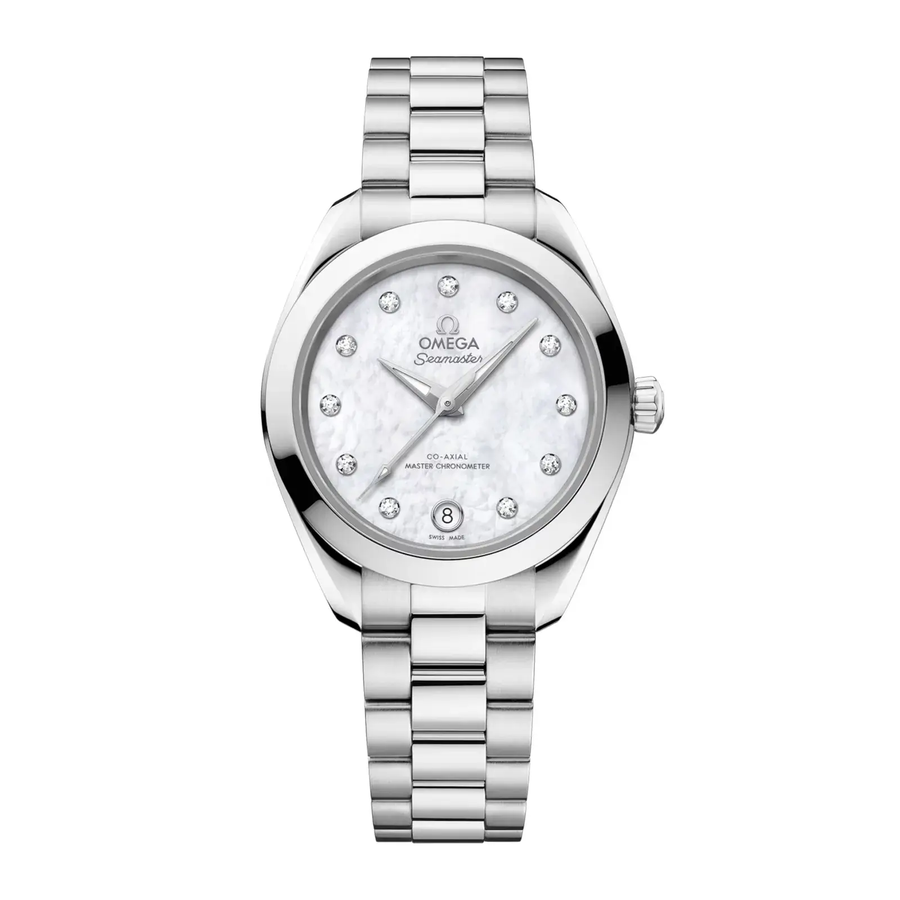 30mm Seamaster Aqua Terra Watch with Mother of Pearl Dial in Stainless Steel, Bracelet