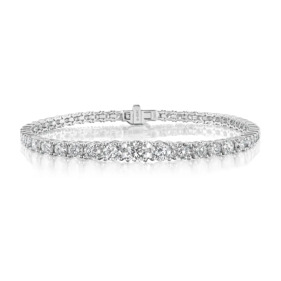 7.39ct Diamond Graduated Tennis Bracelet in 18K White Gold, 7"