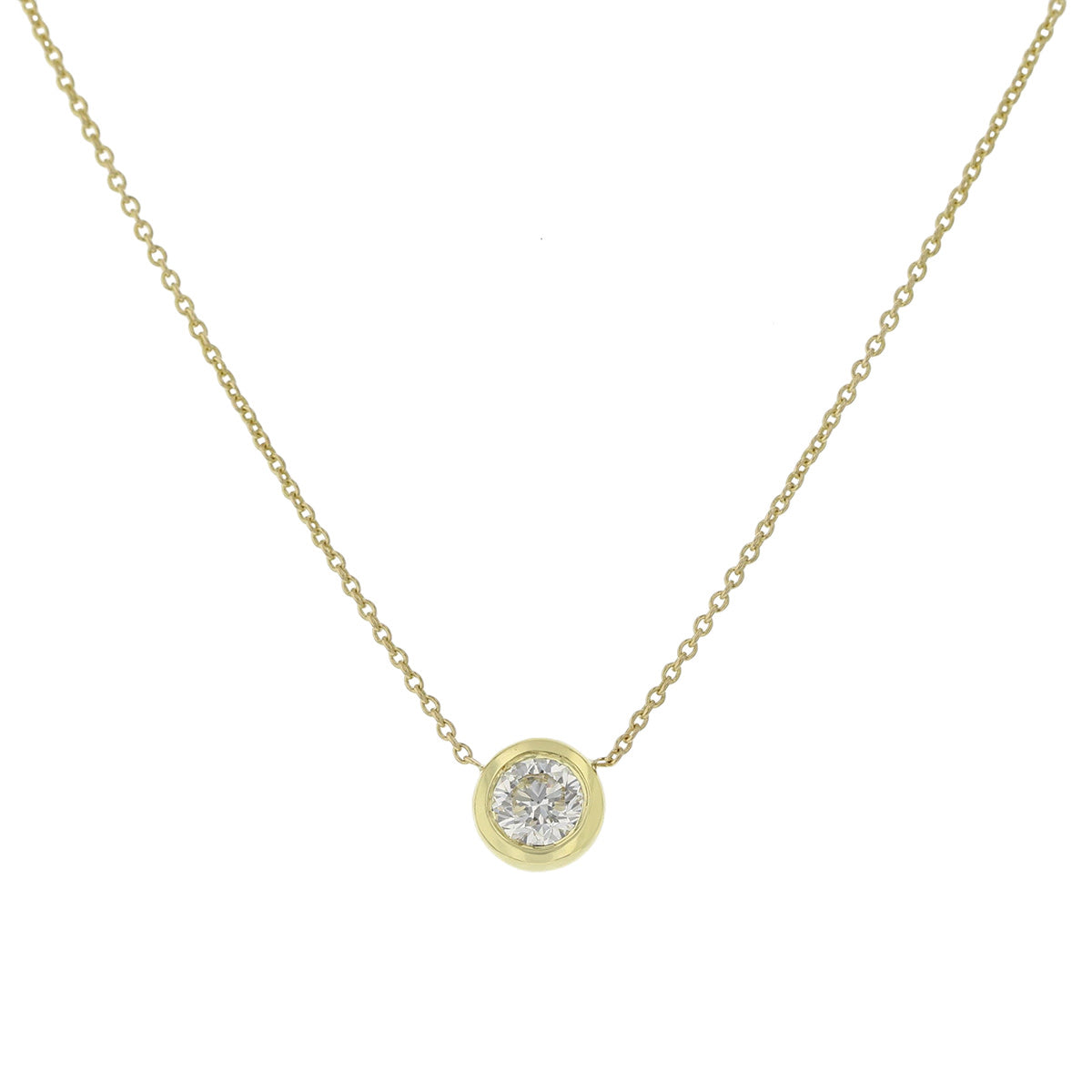 Diamond Solitaire Necklace in 18K Yellow Gold, 18in