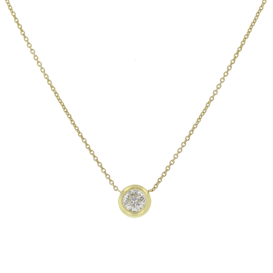 Diamond Solitaire Necklace in 18K Yellow Gold, 18in