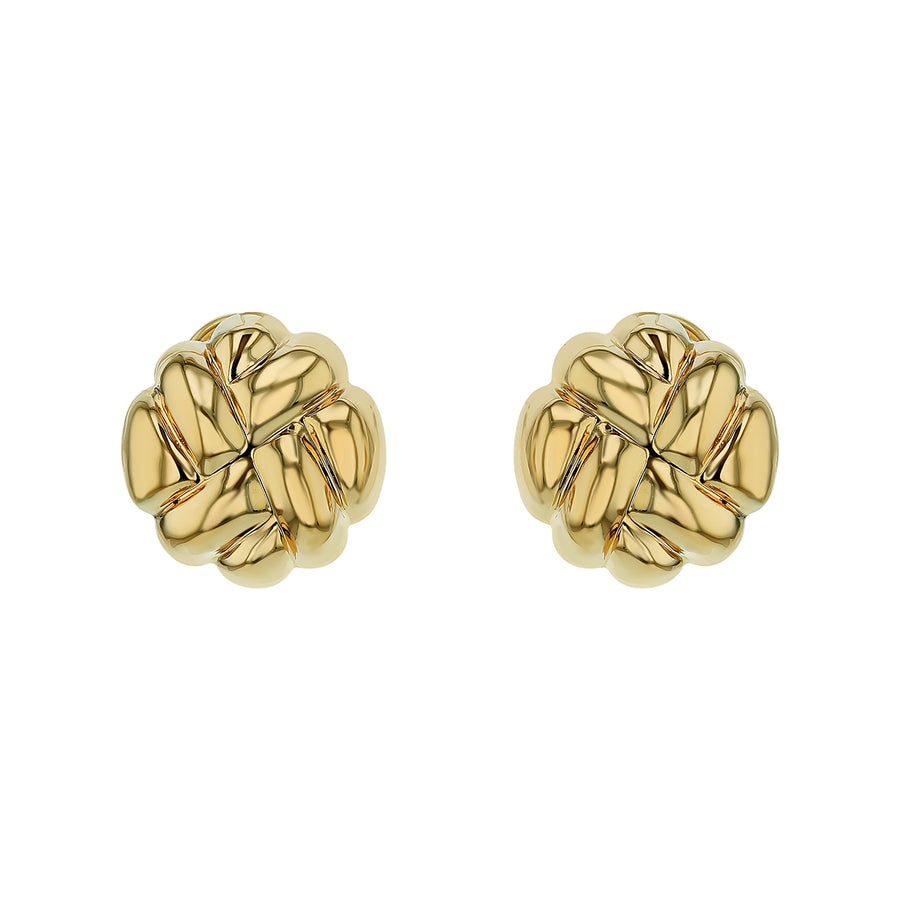 Button Earrings in 14K Yellow Gold with Pierced Clip Backs