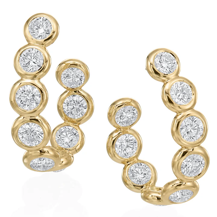 Moonlight 4.52ct Diamond Inside Out Oval Hoops in 18K Yellow Gold
