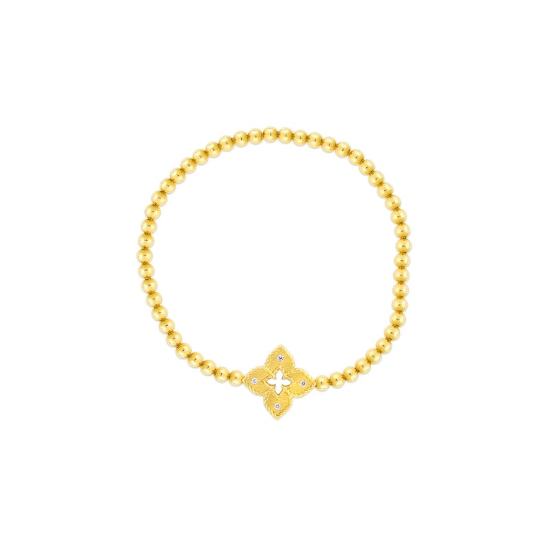 Venetian Princess 0.03ct Diamond Flower Bracelet in 18K Yellow Gold