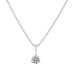 0.52ct Fire & Ice Round Brilliant Diamond Solitaire Pendant in 18K White Gold, 18" Chain