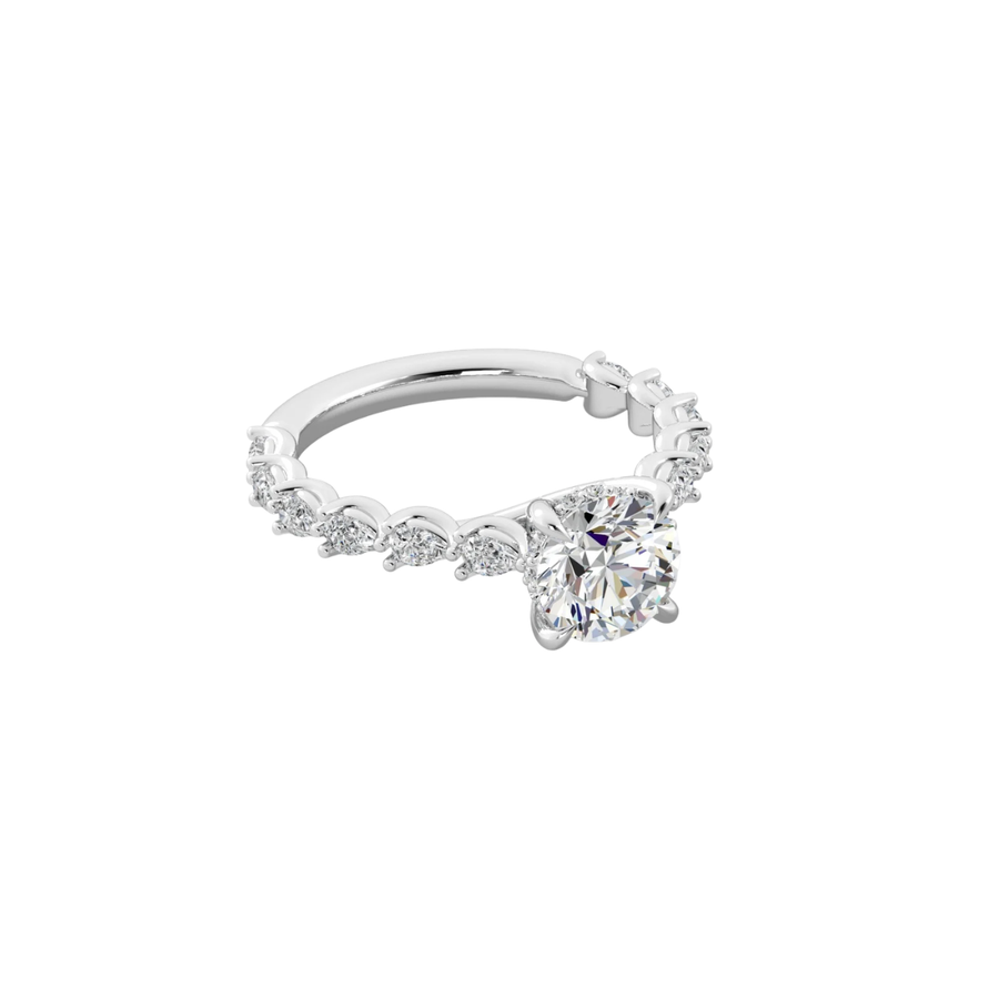 0.44ct Diamond Cathedral Ring Semi Mount in Platinum for 1.50ct Round Center