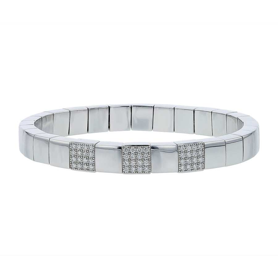Scacco 0.51ct Diamond Three Station Stretch Bracelet in 18K White Gold