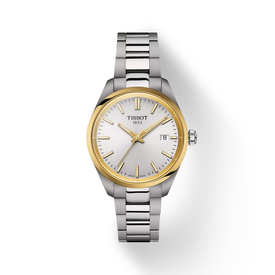 34mm PR 100 Watch with Silver Dial in Stainless Steel with Yellow Gold PVD, Bracelet