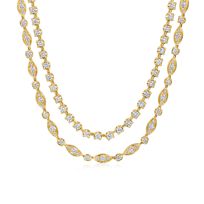 Starry Night 2.82ct Diamond Double Line Necklace in 18K Yellow Gold, 18"